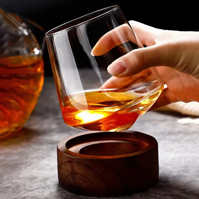 530ml Transparent Foreign Wine Mug Creative Rotating Whiskey Glass Irregular Glass Cup Tumbler Down Bar KTV Club Wine Glasses