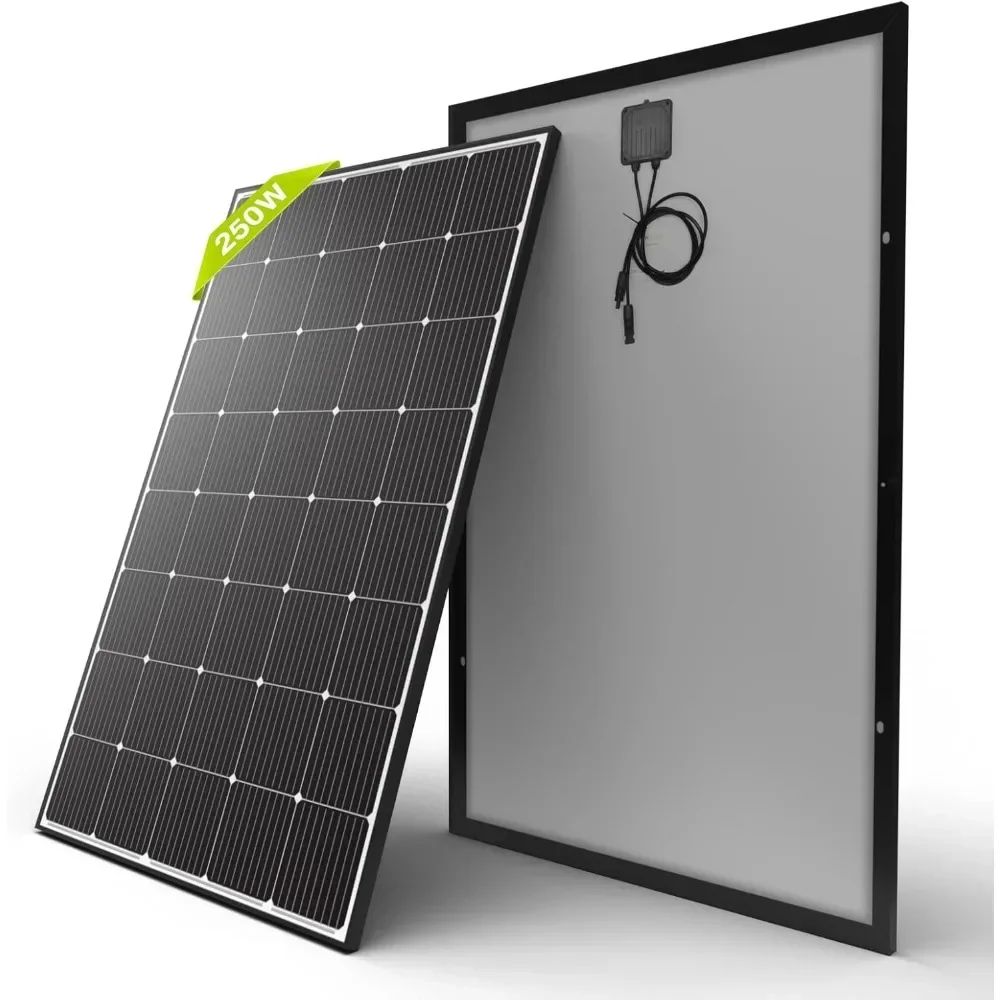 250W Solar Panel Monocrystalline for 12V 24V Norminal System with High-Efficiency Voltage Boost 15V Cells Works Best 250 Watts