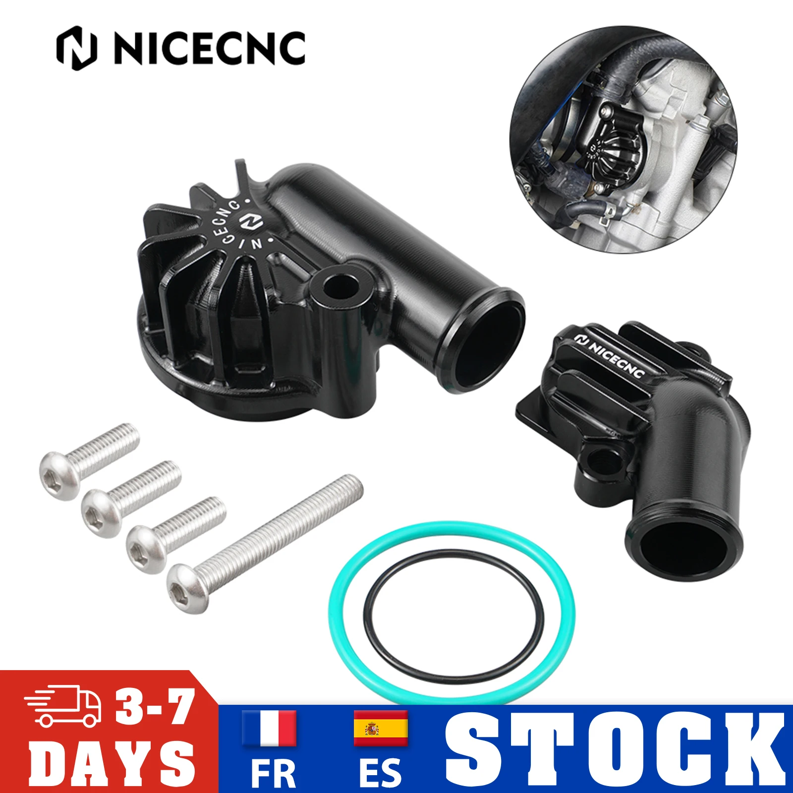 NiceCNC for Yamaha Raptor 700 2006-2022 Raptor 700R 2009 2011-2022 ATV Water Pump Inlet & Outlet Cover Accessories