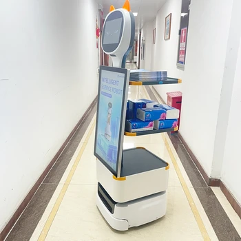 Il robot automatico funziona nel ristorante come intrattori, server, saluti e ricevitori Robot di servizio Robot cameriere