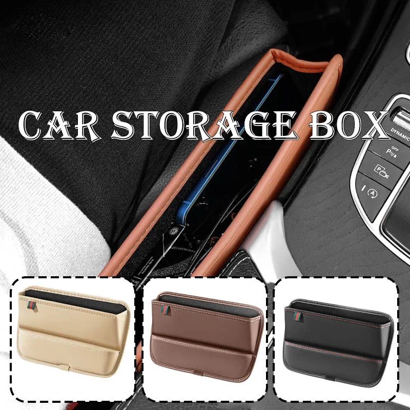 

Leather Car Console Side Seat Gap Filler Front Seat Organizer For Cellphone Keys Small Items Automotive Interior Car Gadget