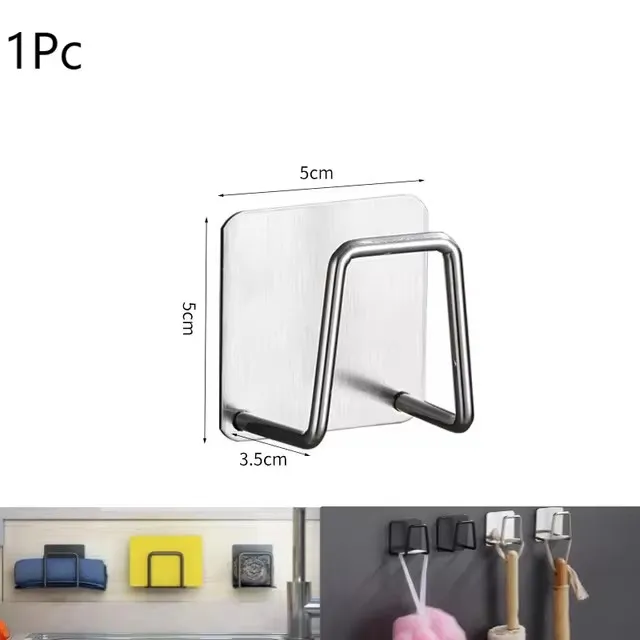 Stainless Steel Kitchen Sponge & Towel Organizer with Draining Shelf & Wall Hook