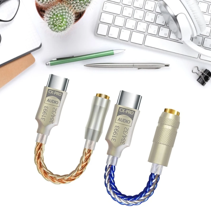 USB C DAC 헤드폰 어댑터, CX31993 칩 포함, 32 비트 384KHz USB C-3.5mm 디코더 어댑터, 3.5mm DAC 어댑터