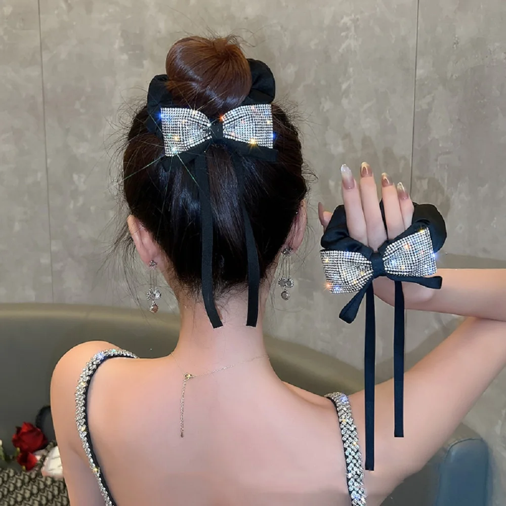 

Elegant Bow Ribbon Scrunchies Fashion Ladies Simple Shiny Bow Wrap Hair Rope Design Korean Girl Hair Accessories