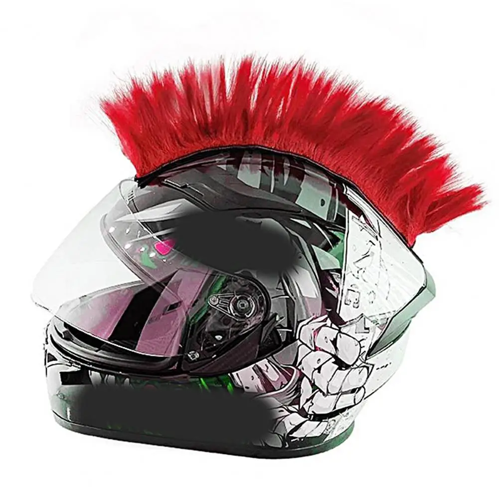 Helmet Wig Vibrant Color Helmet Decor Wig Detachable High Temperature Silk Bright Color Mohawk Cycling Riding Supplies
