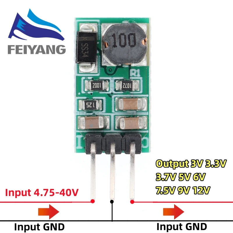 DD4012SA 1A DC 5-40V to 3V 3.3V 3.7V 5V 6V 7.5V 9V 12V Regulator DC-DC Step-Down Buck Converter Module Board SAMIORE
