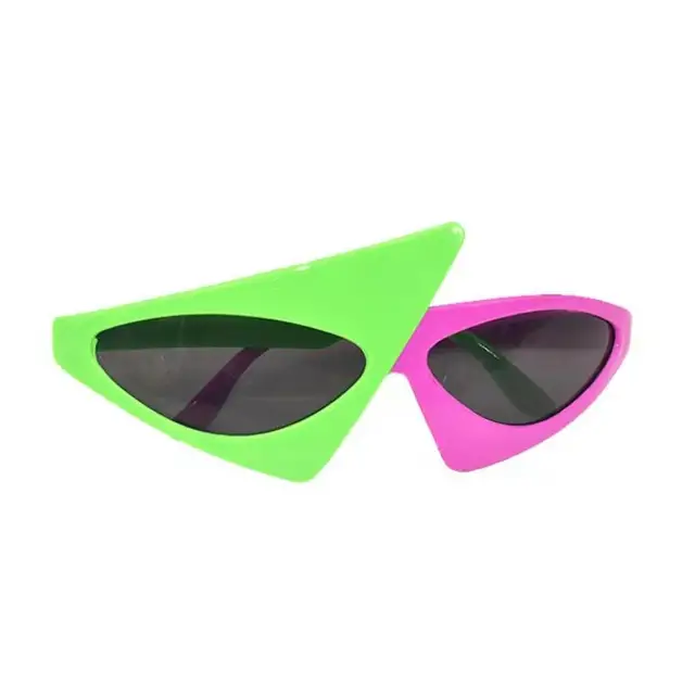 green and pink triangle glasses
