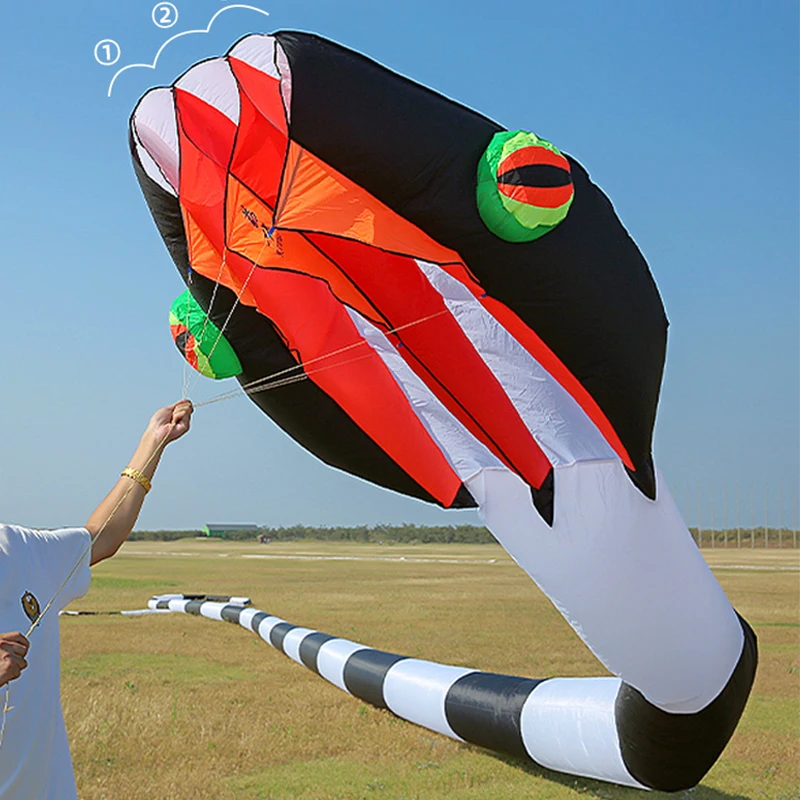 55M Giant Snake 3D Soft Kite Adult Waterproof and Tear Nylon Inflatable Kite Outdoor Easy To Fly Single Line Kite Storage Bag 15m 3d octopus inflatable soft kite 5 color umbrella cloth performance competition kite tear proof cometa easy to fly