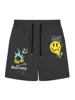 2024 Men's Casual "Never Stand Out" Smile Face Print Pockets Drawstrings Pleated Shorts 3