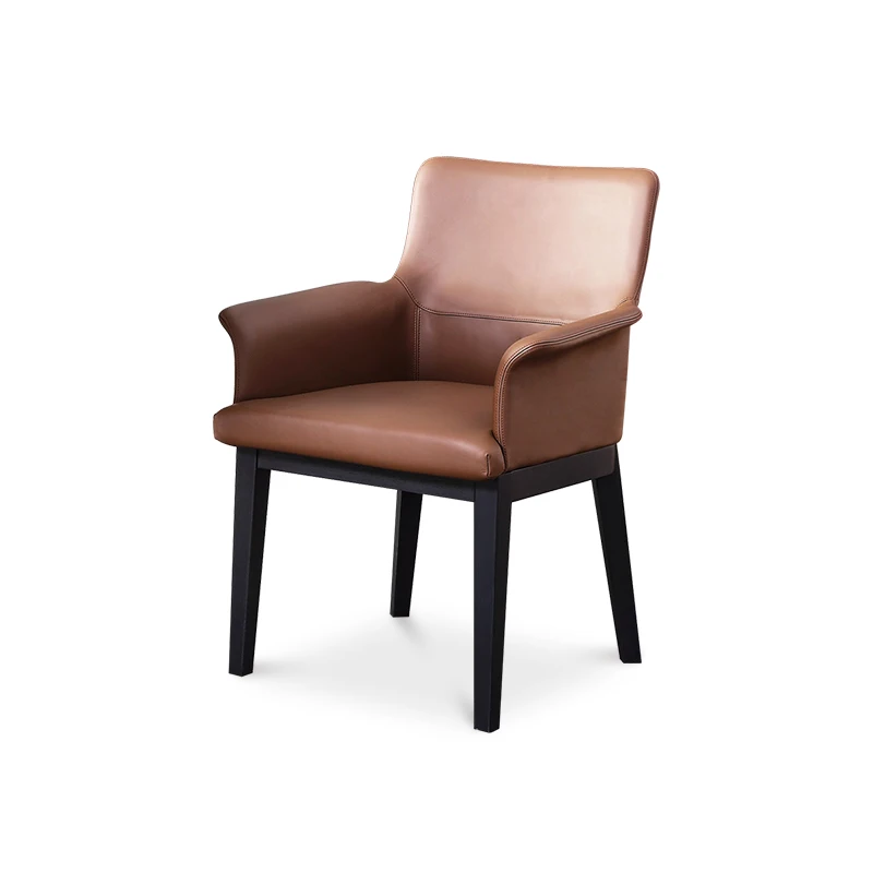 

First Layer Cowhide Dining Chair Brown Full Leather Armchair Dining Chair