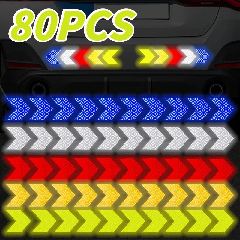 Reflective Tape Bands Reflective Stickers Reflective Tape 80-10PCS Safety Reflective Stickers Strip Luminous Warning Reflector Bumper Tape for Night Helmet Car Waterproof High Visibility