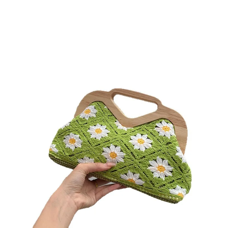 NEW Tote Bag for Women Floral Crochet Large Capacity Vintage Multicolor Hollow Out Handbag Travel Shopping Bag