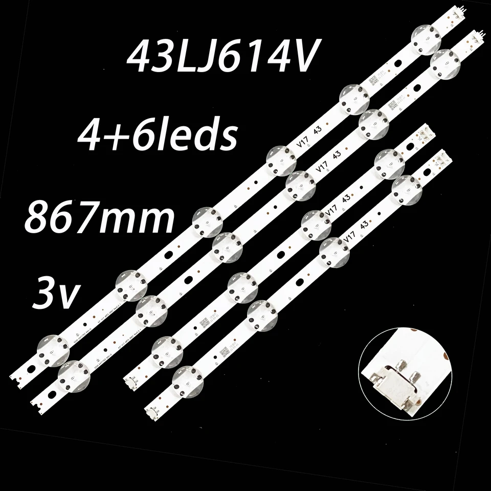 GuuYebe 43LJ614V Pieza de Repuesto de TV con Tira de retroiluminación LED para V17 43 6916L-2867A 43LV340C 43UJ6565 E74739 43VH6100 43UJ655V AGF78709801 43UJ675V