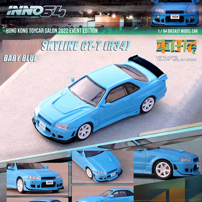 

INNO 1:64 Model Car Skyline R34 Alloy Die-Cast Vehicle Collection -Baby Blue