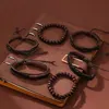 Conjunto de 6 piezas para hombre, pulsera trenzada de piel de vaca, multicapa, Estilo Vintage