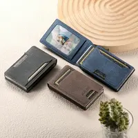 Capa de luxe en cuir PU de haute qualité pour hommes, portefeuille avec fente pour cartes, boîte à cartes, appuyez sur le bouton, éjecère automatiquement la carte 2