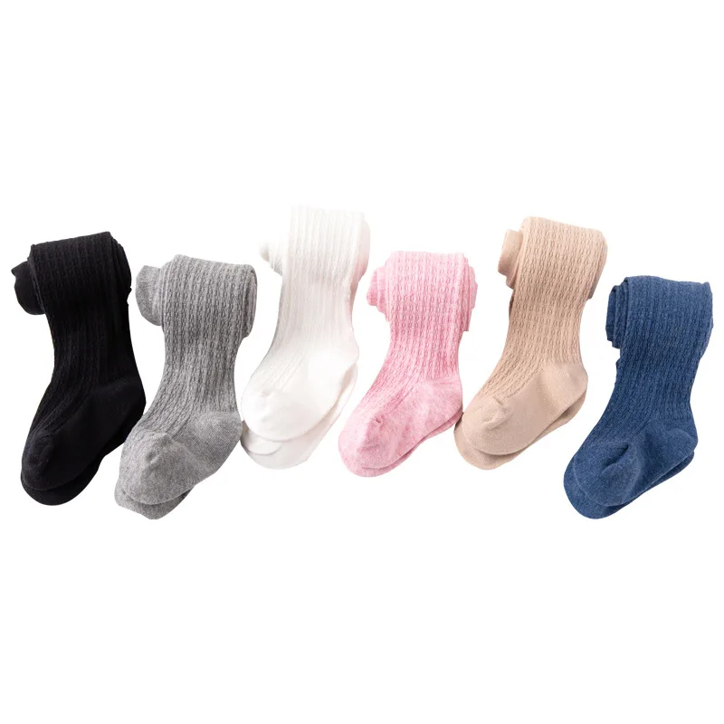0 to 8 Years Autumn Solid Color Combed Cotton Tights for Girls Kids 6 Colors White Toddlers Pantyhose