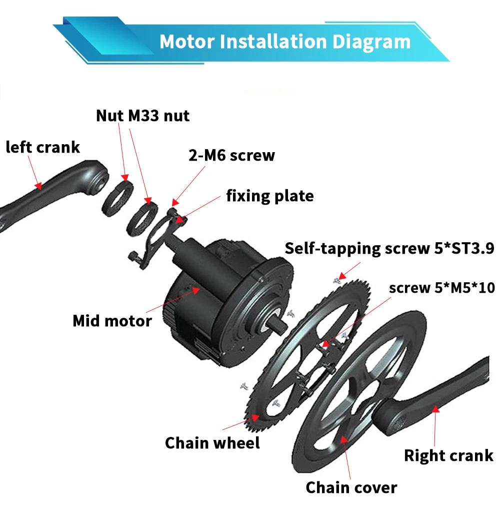Bafang Motor 48V 52V 1000W Mid Drive Motor Ebike Electric Motor BBSHD BBS03 eBike Conversion Kit BBS03 52V16AH 13AH 20AH Battery