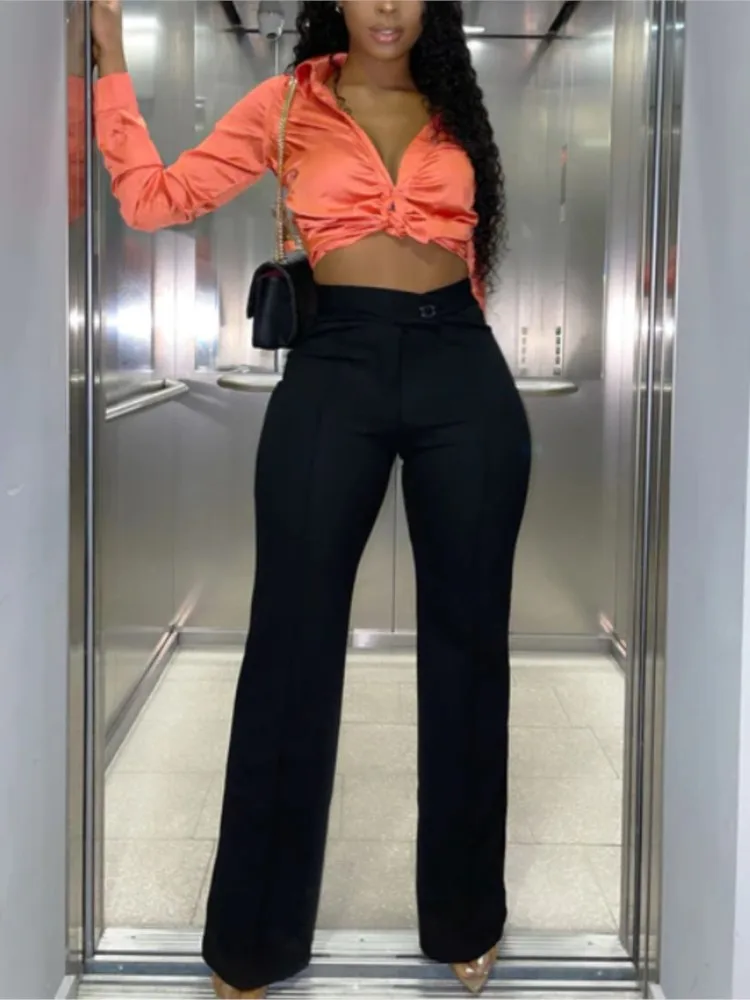 

Spring Autumn Solid Long Pants Fashion Casual Elegant Wide Leg Pants New 2024