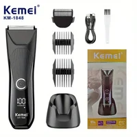 KEMEI km-1848 unisex electric hair clipper with base for home use, rechargeable USB charging 1