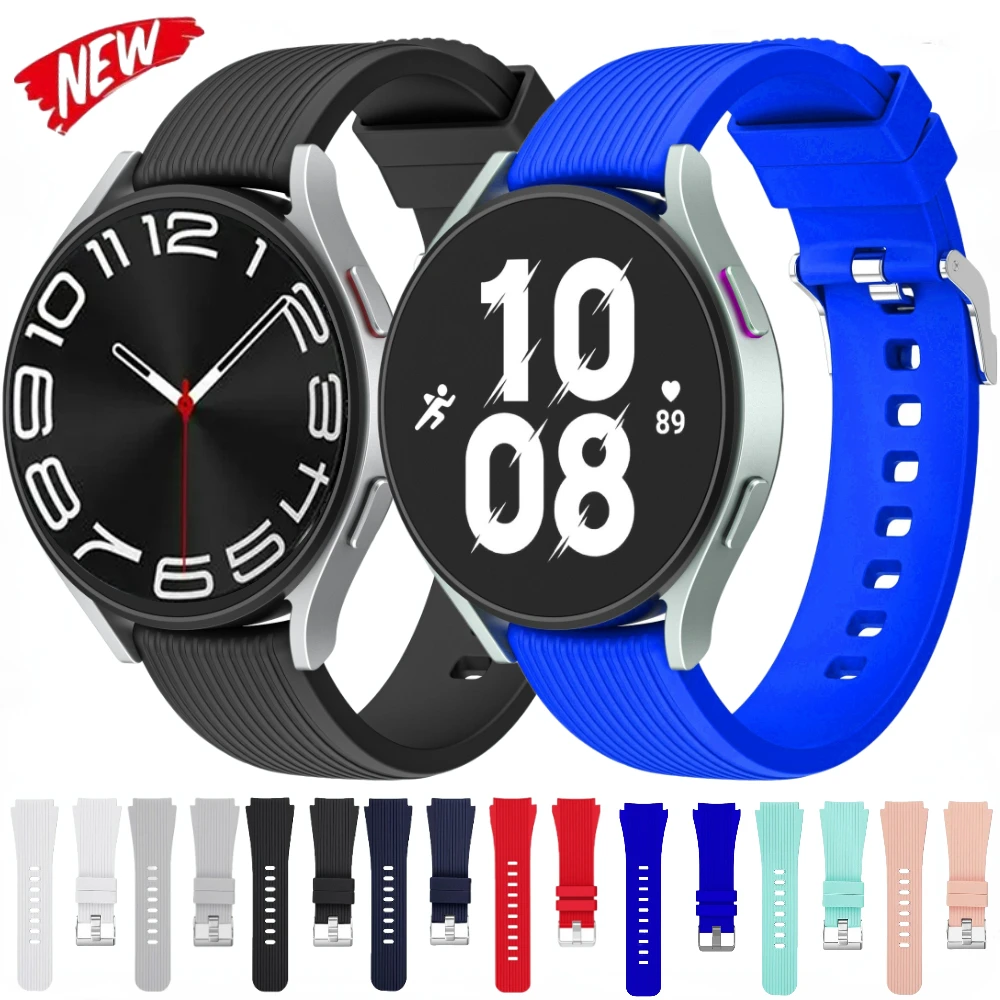 

20mm Silicone Strap for Samsung Galaxy Watch 6/5/4 44mm 40mm/5 Pro 45mm Bracelet Galaxy Watch 6 Classic 47mm 43mm 42mm 46mm Band