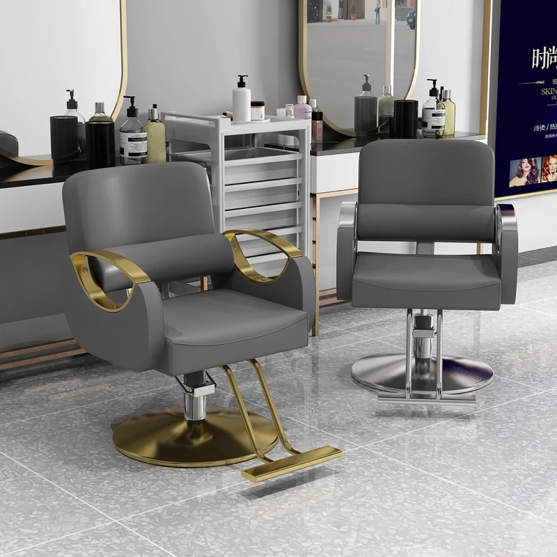 Comfortable Makeup Barber Chairs Reclining Stool Hairdresser Barbershop Chair Professional Metal Silla Barberia Salon Furniture