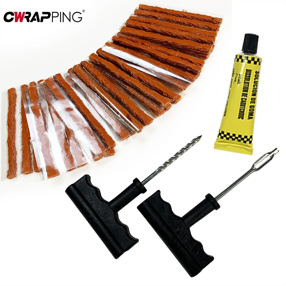 Car Tire Repair Tool Kit tire repair kit Rubber Strips Tubeless Tyre Puncture Studding Plug Set Motorcycle Truck Vacuum Tire Repair Tools