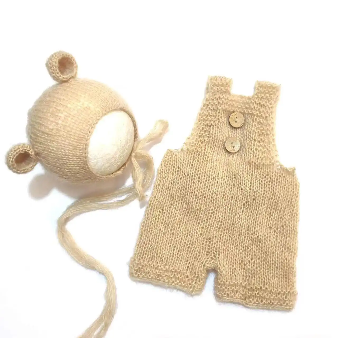 

Newborn Photography Props Mohair Hat Pants Shorts Teddy Bear Soft Hat Cap