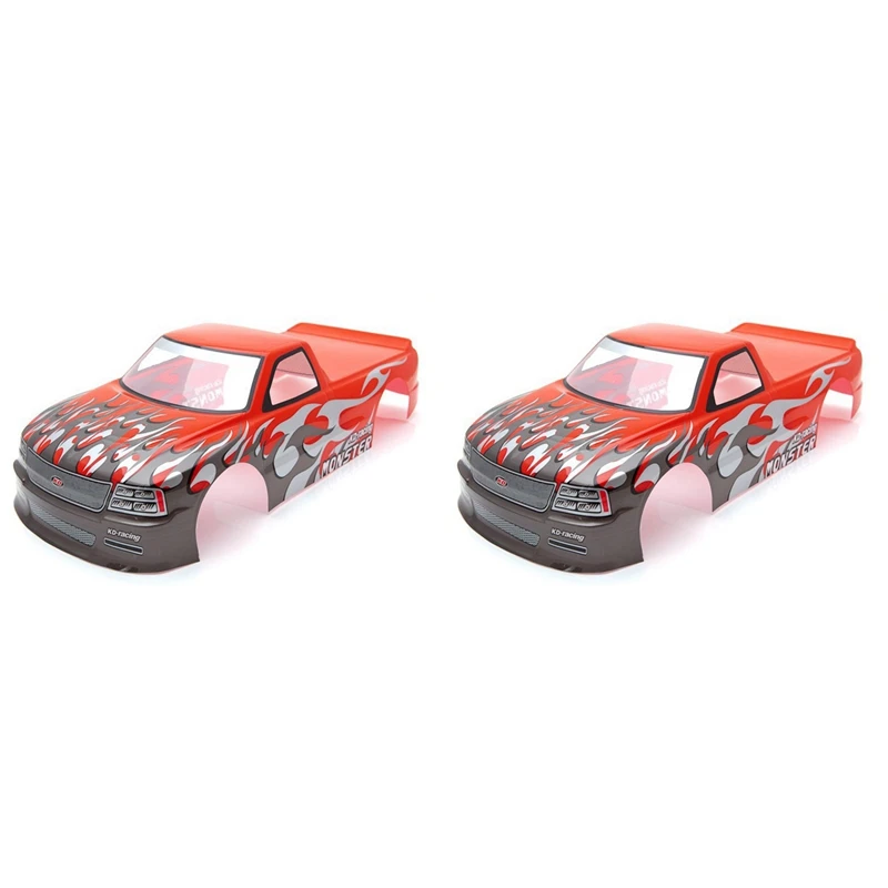 

2X For 1/10 RC Car Venom T-10 PVC Painted Body Shell 1/10 RC Car Pick Up Truck Width 205Mm Wheelbase 255Mm,Red