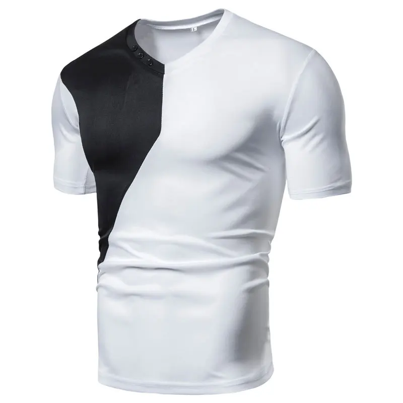

Males V Neck Short Sleeve Casual T Shirts Tops Summer White Color T-shirts Clothing For Men Tees