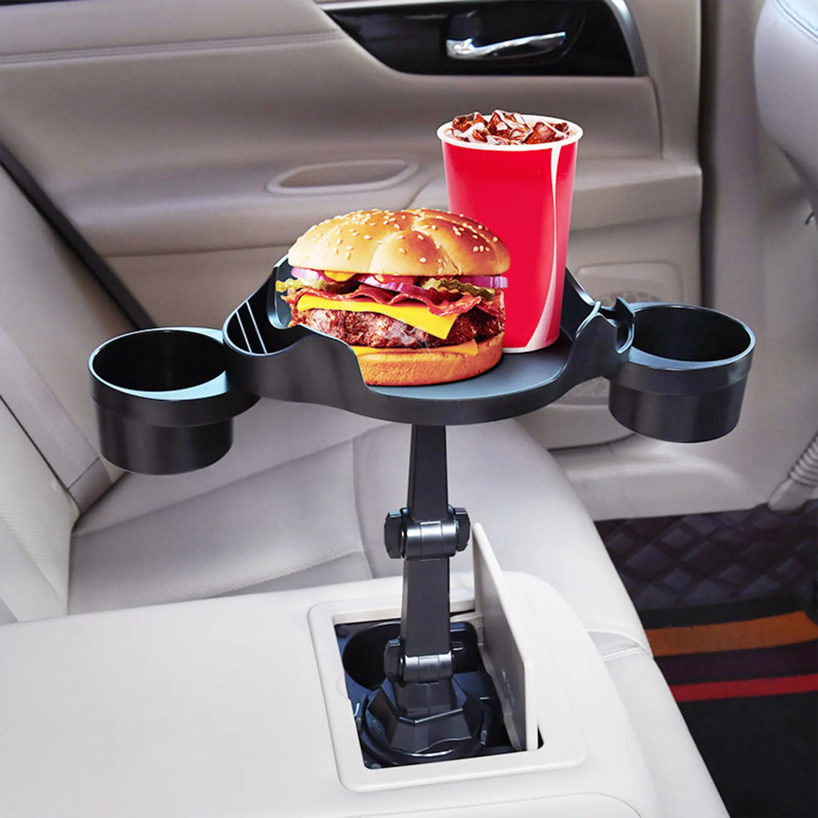 Car-Cup-Holder-Tray-With-Swivel-Base-360-Degree-Adjustable-Car-Cup ...