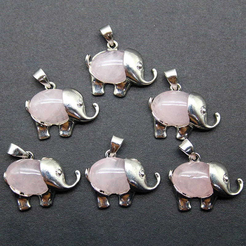 10pcs Natural Crystal Stone Pendants Necklaces Elephant Animal Reiki Jewelry for Women Girls Lovely Small Pendant Diy earrings 5