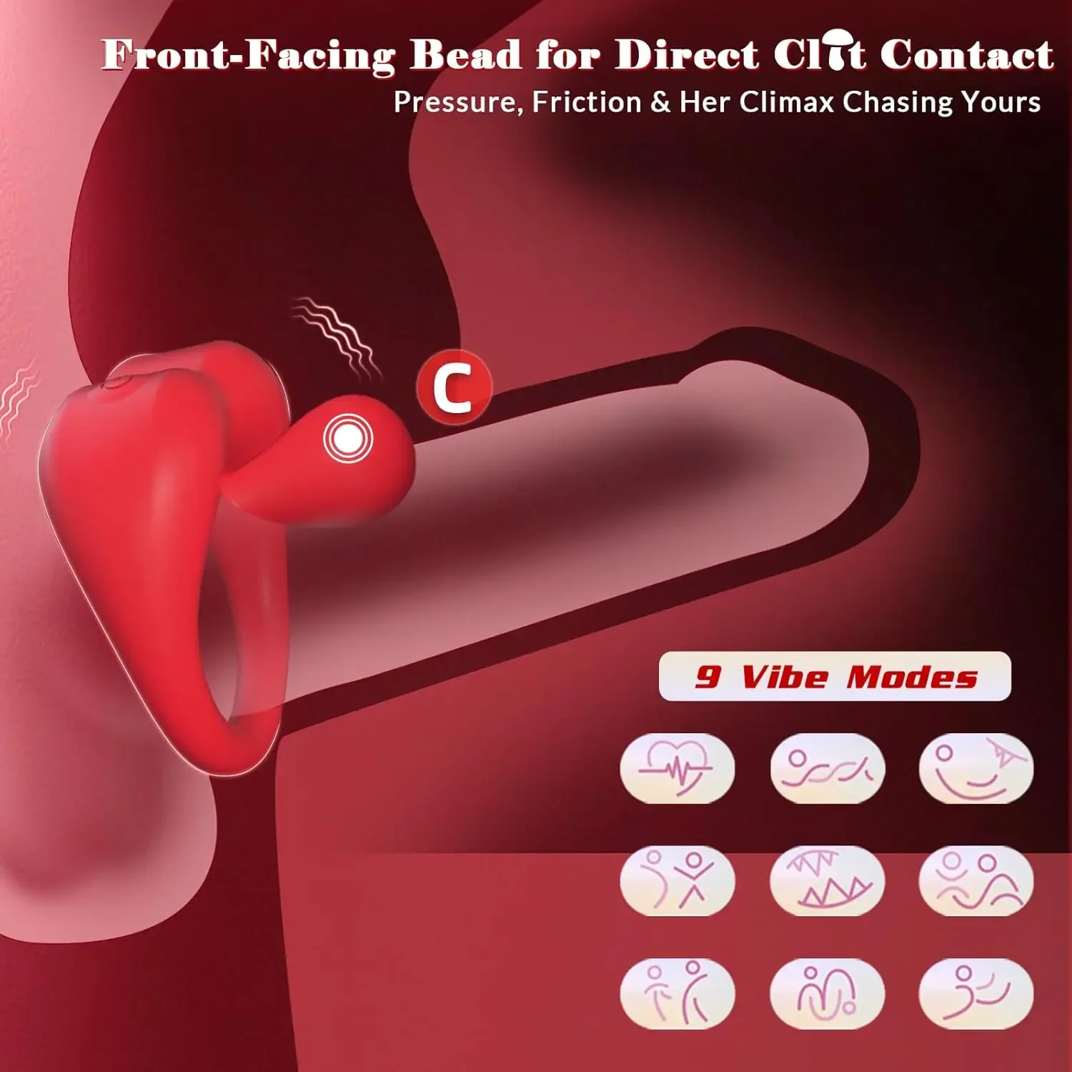 APP Control Vibrating Cock Ring with 360° Adjustable Tongue Clitoral Taint Testicle Stimulator Male Pleasure Penis Ring Vibrator