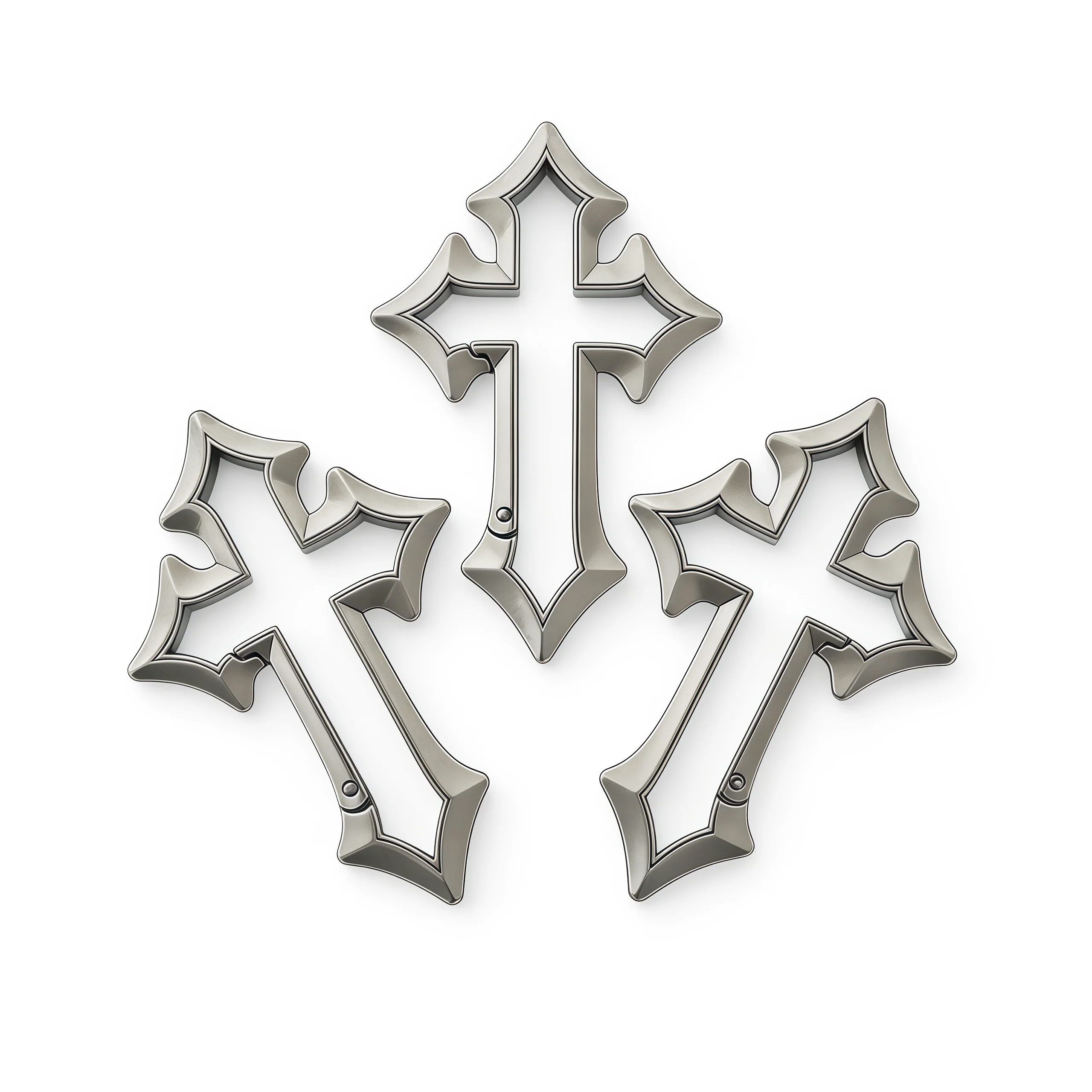 Dual-Tone Silver Cross Keychain: Irregular Lobster Clasp Bag Charm & Streetwear Styling Accessory