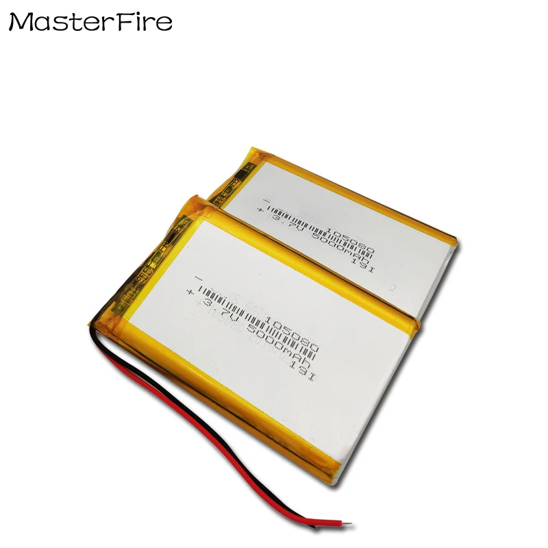 

2pcs/lot 3.7V 5000mah Rechargeable Lithium Polymer Battery 105080 for Smart Robot Bluetooth Headset Speaker Wireless Mouse Cell