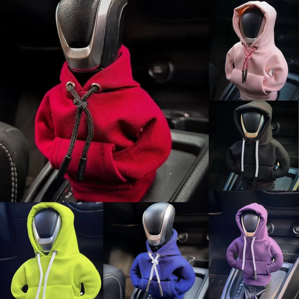 цена Car Gear Shift Hoodie Cover Sweatshirt Shift Knob Cover Universal Auto Gear Handle Decoration Manual Automatic Shift Lever Decor