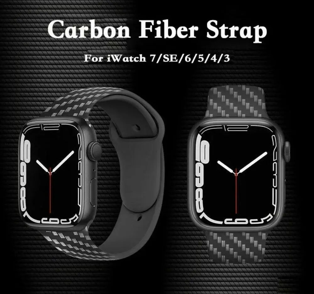 

Silicone Strap Carbon Fiber Pattern Band For Apple Watch Ultra 49mm iWatch Series 8 7 6 5 4 3 2 SE 45mm 44mm 41mm 40mm 38mm 42mm