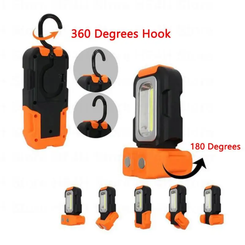 mini Multifunction hand COB LED Flashlight Hiking work flash light Hook night light camping Torch Lamp for Car repair camping B4