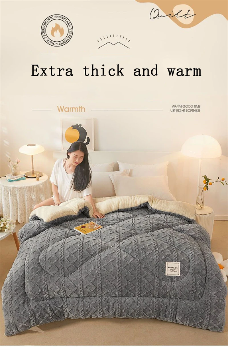 FUNZE Couverture Chaude d'hiver Super épaisse pour lit couvertures  pondérées en Cachemire d'agneau Artificiel Doux Confortable Chaleur Couette  Couette : : Cuisine et Maison