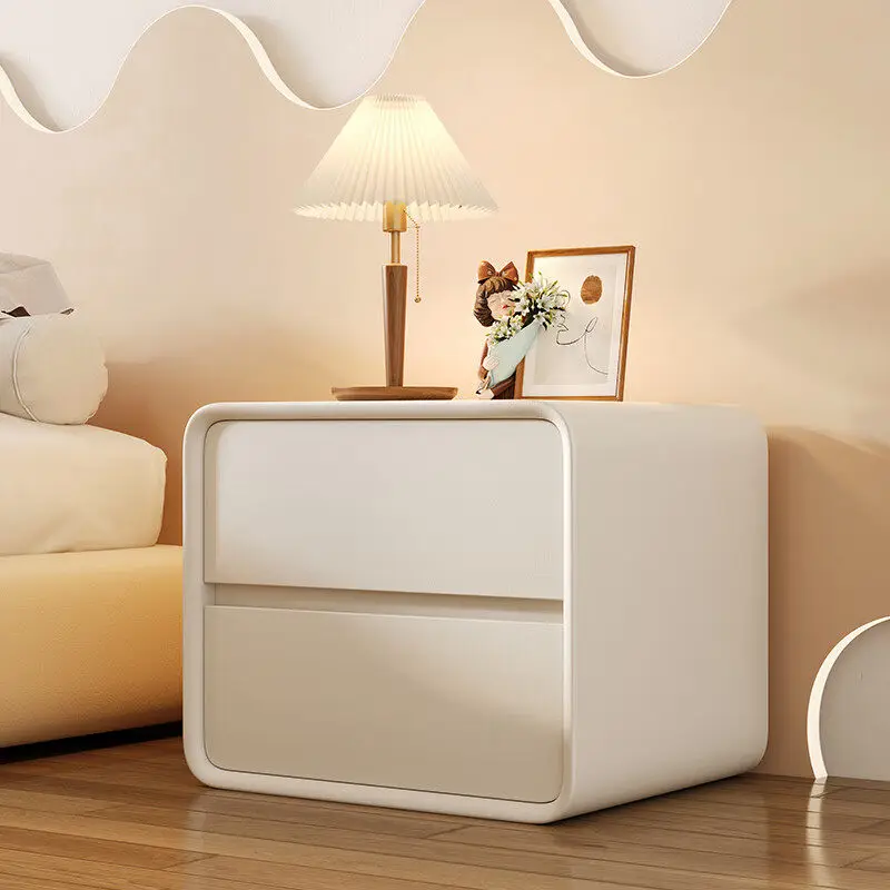 

Luxurious, modern, simple and creative solid wood bedside table leather bedside cream wind locker