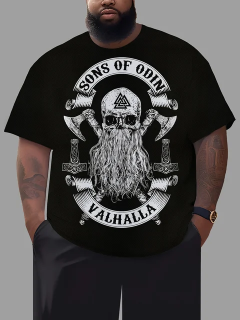 Vintage Style Viking Pattern Plus-Size T-Shirt