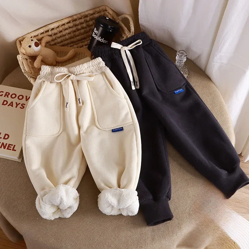 

Winter Kids Fleece Warm Sweatpant for Boys Ankle Length Harem Pant 1+y Young Children Clothing Autumn Girls Solid Sport Trousers