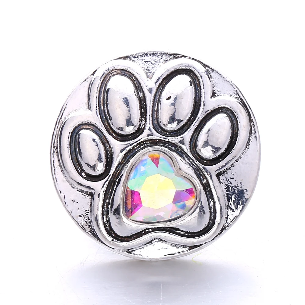 20pcs Rhinestone Footprint 18-20mm Snaps Buttons Fit Necklace Bangle Bracelets Snaps Jewelry