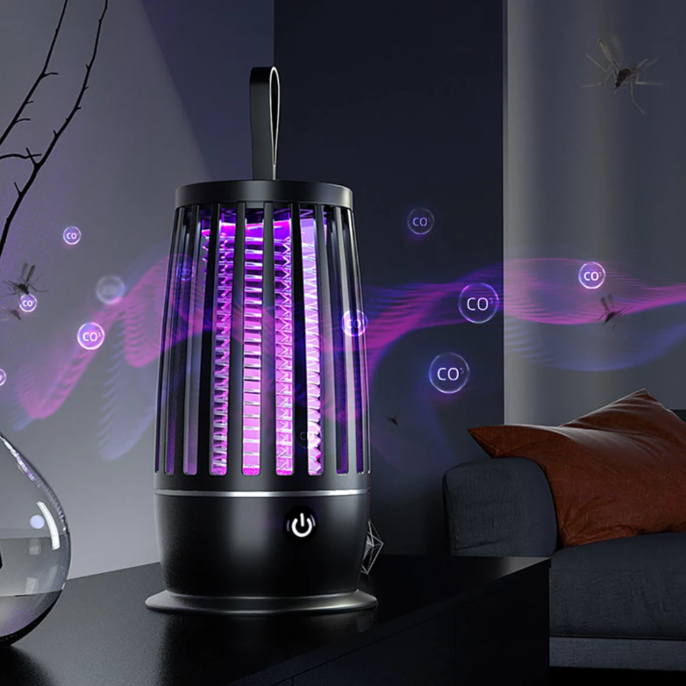 휴대용 USB 충전식 모기 킬러 램프, 전기 파리 트랩 재퍼, 곤충 퇴치, 야외 음소거 모기 방지 램프 