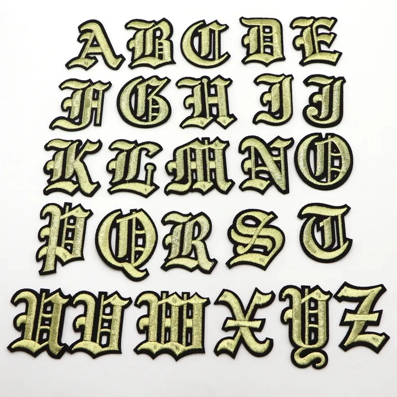 Neue 1PC Gothic Alphabet Stickerei Patches Eisen Auf Buchstaben Patch A-Z Patch Gestickte Patch Nähen Auf Patches für Kleidung Name Diy – Detail 11