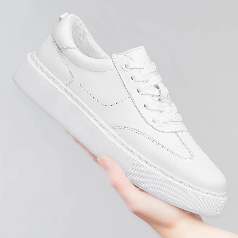 Baskets homme décontractées en cuir véritable à lacets_voghion.com