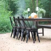 Metal Dining Chair Stackable Industrial Vintage Kitchen Chairs Indoor-Outdoor Bistro Cafe Side Chairs with Back and Wooden Seat 1