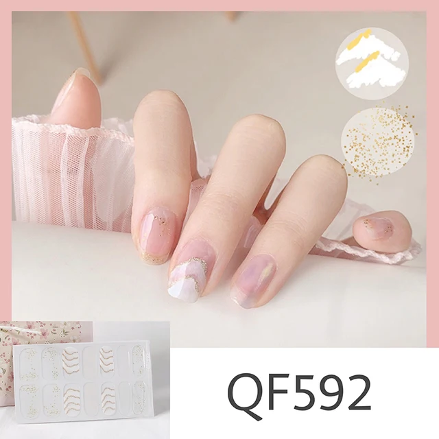 Lamemoria14tips Nail Stickers New Product Full Coverage 3D Summer Complete Nail Decals Waterproof Self-adhesive DIY Manicure QF592