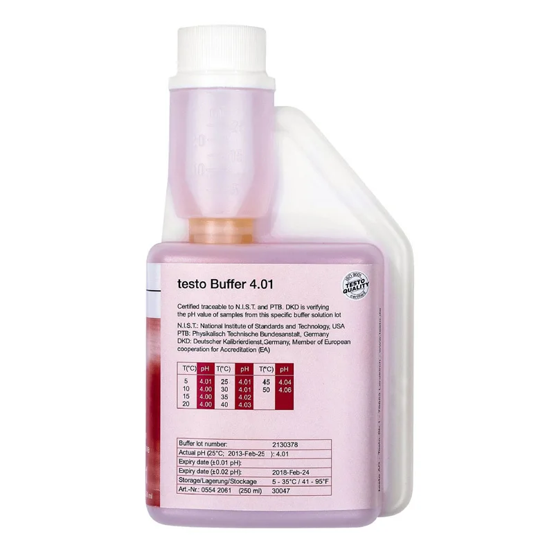 Testo 206 205 Soluzione Di Calibrazione Tampone Ph 4.01 7.00 250Ml In Flacone Dosatore 0554 2061/0554 2063