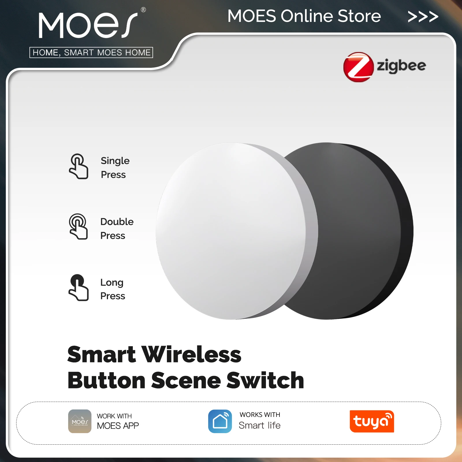 สวิตช์กุญแจอัจฉริยะ MOES Tuya ZigBee ตั้งค่าผ่านมือถือ รีโมทไร้สาย ควบคุมหลายฉาก เชื่อมต่ออัจฉริยะ ใช้พลังงานแบตเตอรี่ 1